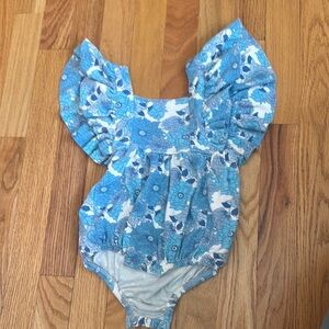 Kate Quinn Blue Floral Kids Bodysuit